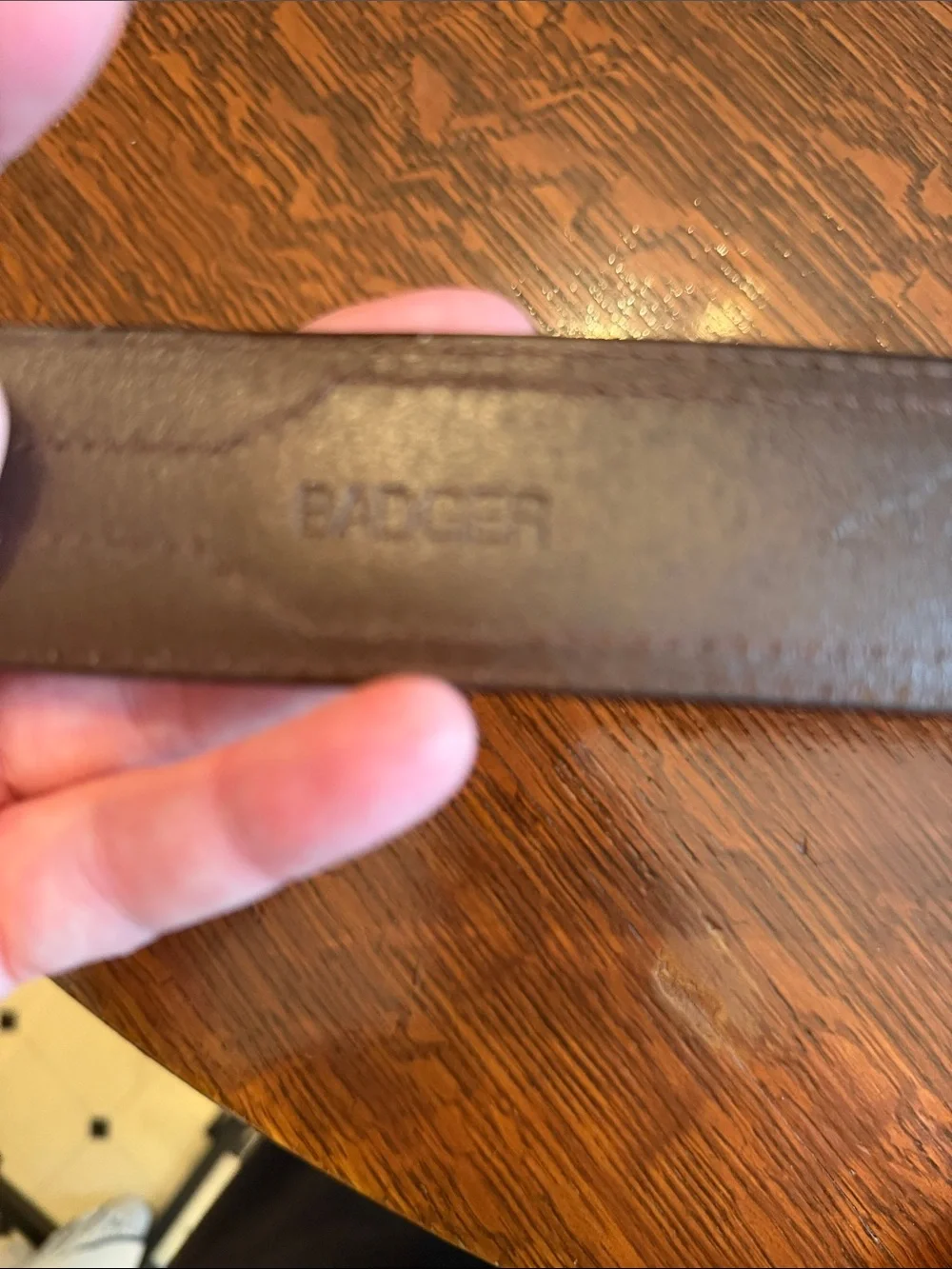 Badger Brown Leather Men's Belt with Multicolor Embroidery size 40